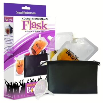 Cosmetic Bag with Two 4oz Soft Flasks and Funnel