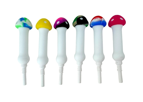 10ct 5.5" Silicone Mushroom Straw Nectar Collector