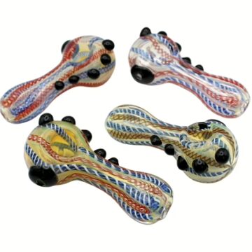 10ct 4" Fuming Marble Crochet Swirl Hand Pipe