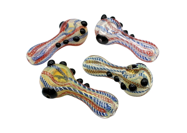 10ct 4" Fuming Marble Crochet Swirl Hand Pipe