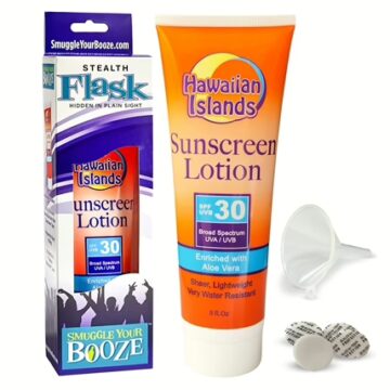 SPF 30 Sunscreen Stealth Flasks with Funnel