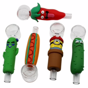 Straight Glass Cartoon Character Hand Pipe 12pc Set