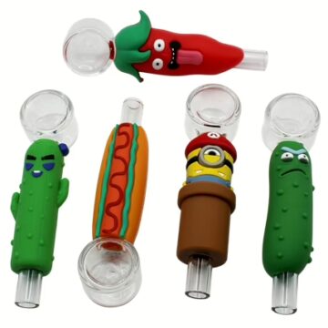 Straight Glass Cartoon Character Hand Pipe 12pc Set