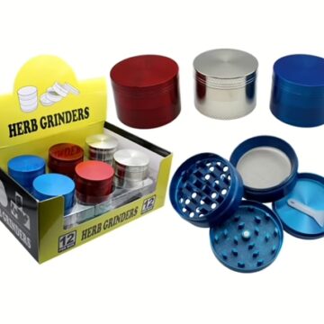 50mm Zinc Herb Grinders Assortment 12pk