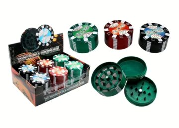 Poker Chips 52mm Tobacco Grinder 12pk