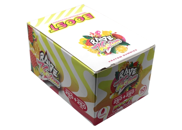 Rave Kratom + Caffeine Gummies – Boost Strawberry Lemonade