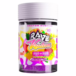 Rave Kratom + Caffeine Gummies – Boost Strawberry Lemonade
