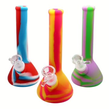 4ct 8" Silicone Beaker Water Pipe Assortment