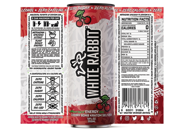 4ct White Rabbit 12oz Energy Kratom Seltzer Tonic