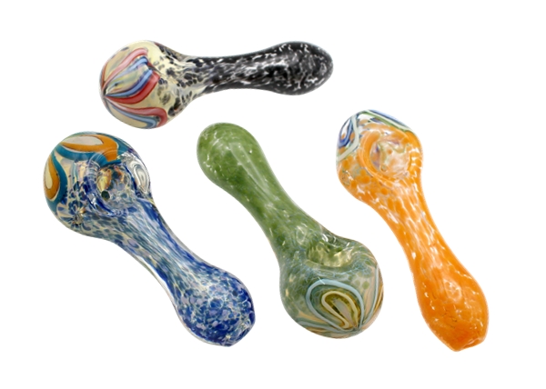 6ct 3" Flower Head Frit Color Hand Pipe