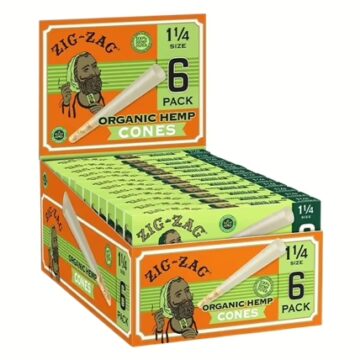 Zig Zag Organic Hemp Cones - 1 1/4 24x6pk