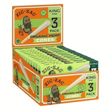 Zig Zag Organic Hemp Cones - King Size 24x3pk