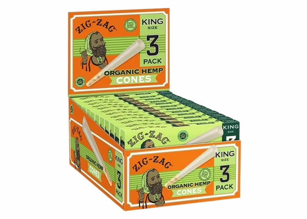 Zig Zag Organic Hemp Cones - King Size 24x3pk