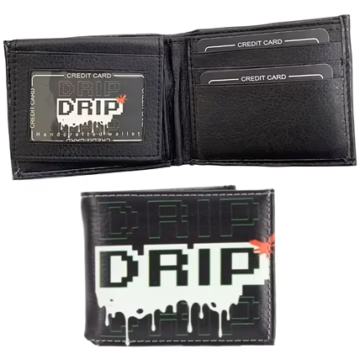 Faux Leather Bifold Wallet - Drip Design