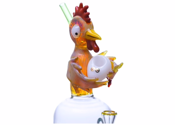 11" Cluckin Glass High as Eggs Water Pipe