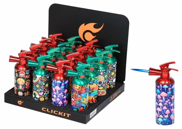 Click It Fire Extinguisher with Picture Wrap Torch Lighter 16pk