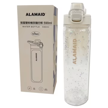 Sparkling 24oz Plastic Water Bottle with Safety Lock and Handle