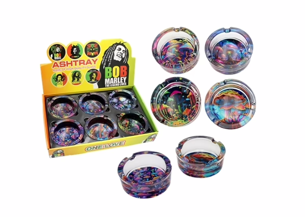 One Love Glass Ashtray - Mushrooms 6pk