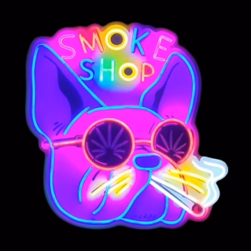 Neon Sign Design Print - Dog Smoke Shop