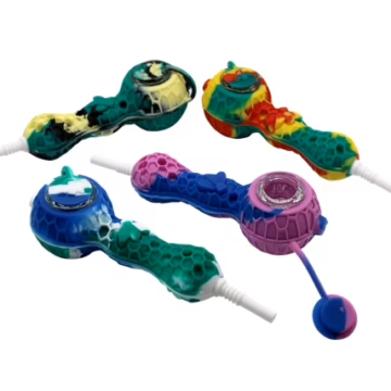 10ct Honeycomb Silicone Hand Pipe with Ceramic Tip
