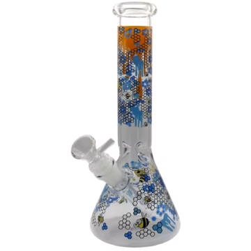 10" Honeycomb Bee Art Beaker Water Pipe