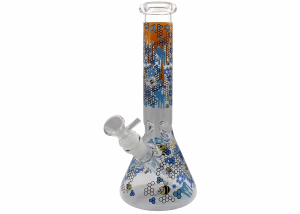 10" Honeycomb Bee Art Beaker Water Pipe