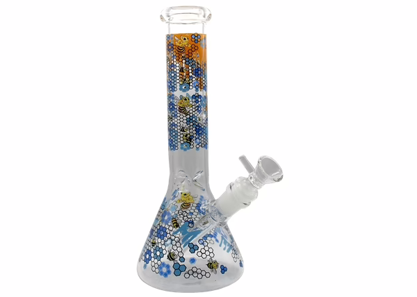 10" Honeycomb Bee Art Beaker Water Pipe