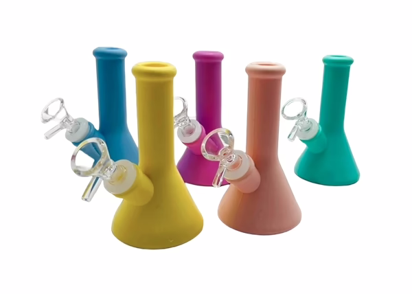 4ct 5" Silicone Unbreakable Beaker Water Pipe Assortment