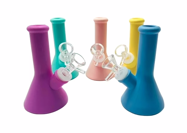 4ct 5" Silicone Unbreakable Beaker Water Pipe Assortment