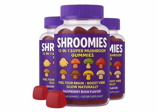 Shroomies 12-in-1 Super Mushroom Gummies – Raspberry Rush