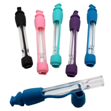 Silicone Capped Glass Chillum Hand Pipe Assortment 20pk