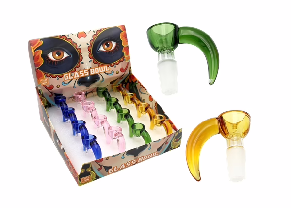 Horn Handle 14mm Glass Bowl Assortment 16pk