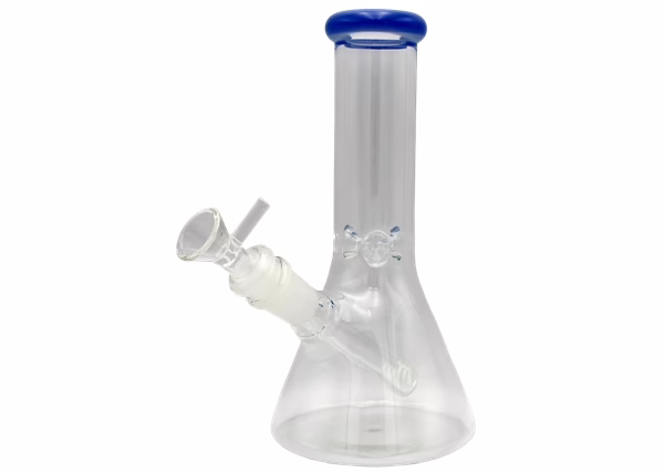 8" Color Rim Ice Pinch Beaker Water Pipe