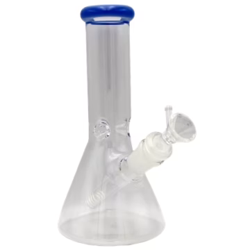 8" Color Rim Ice Pinch Beaker Water Pipe