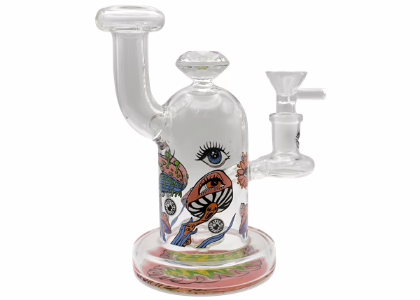 6" Mushroom Eye Diamond Art Water Pipe