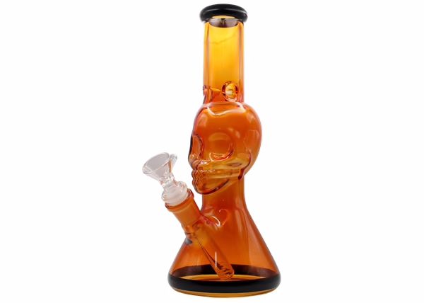 10" Skull Face Color Beaker Water Pipe