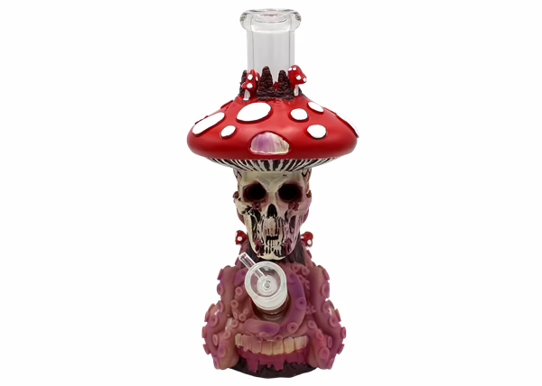 10" Davy Jones Mushroom Skull Octopus Water Pipe