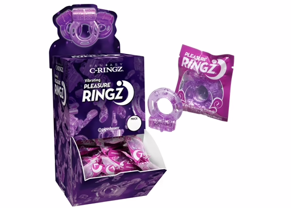 Vibrating Pleasure Ringz Display - Purple 36pc