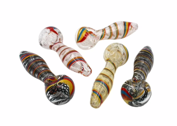 10ct 4" Rasta Strip Gristly Hand Pipe