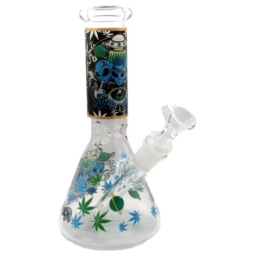 8" Glass on Glass Beaker Water Pipe - Alien