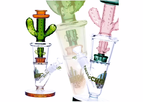 12" Cheech Glass Spiky Cactus Vibes Water Pipe