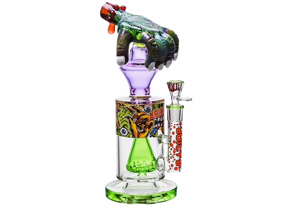 12" Juicy J Glass Vibrant Monstrous Claw-Hand Water Pipe