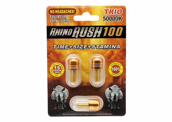 Rhino Rush Trio 50000K GOLD Male Enhancement Capsules