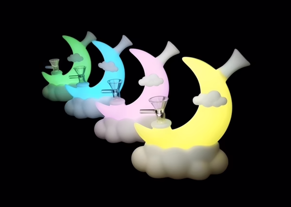 2ct 7" Dreamy Moon Glow Cloud Silicone Water Pipe