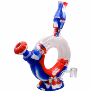 10" Silicone Glass Hybrid Donut Vortex All in 1 Water Pipe