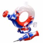 10" Silicone Glass Hybrid Donut Vortex All in 1 Water Pipe