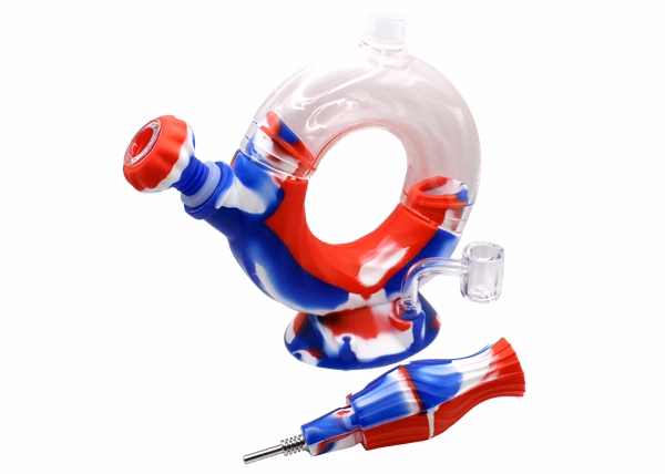 10" Silicone Glass Hybrid Donut Vortex All in 1 Water Pipe