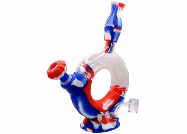 10" Silicone Glass Hybrid Donut Vortex All in 1 Water Pipe