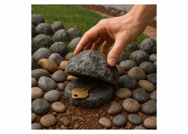 6ct Key Stone Hidden Rock Stash Container