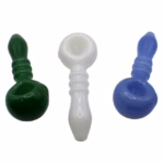 4ct 4" Triple Rings Flower Screen Bowl Spoon Hand Pipe